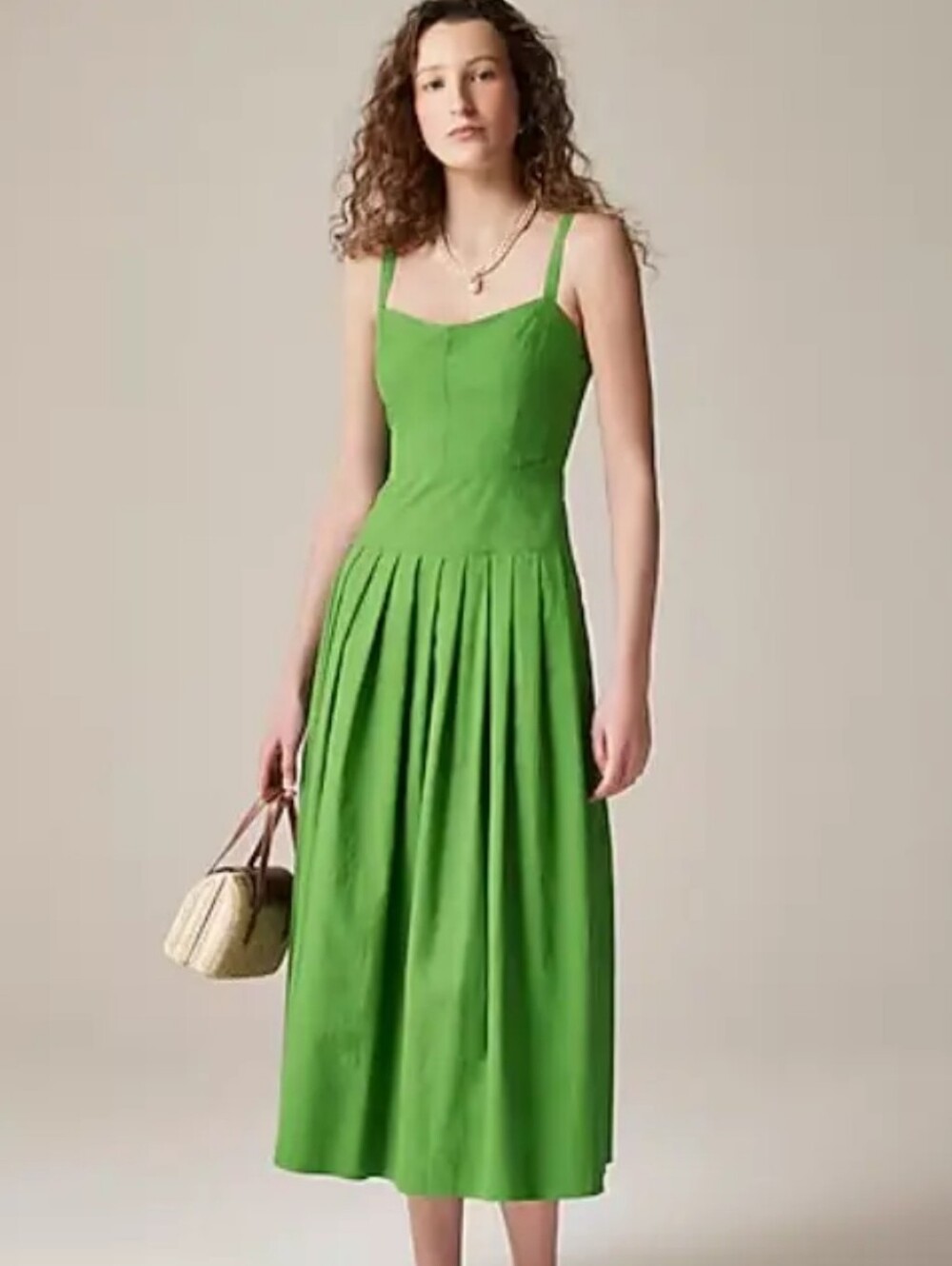 J. Crew Bright Green Sleeveless Midi Dress